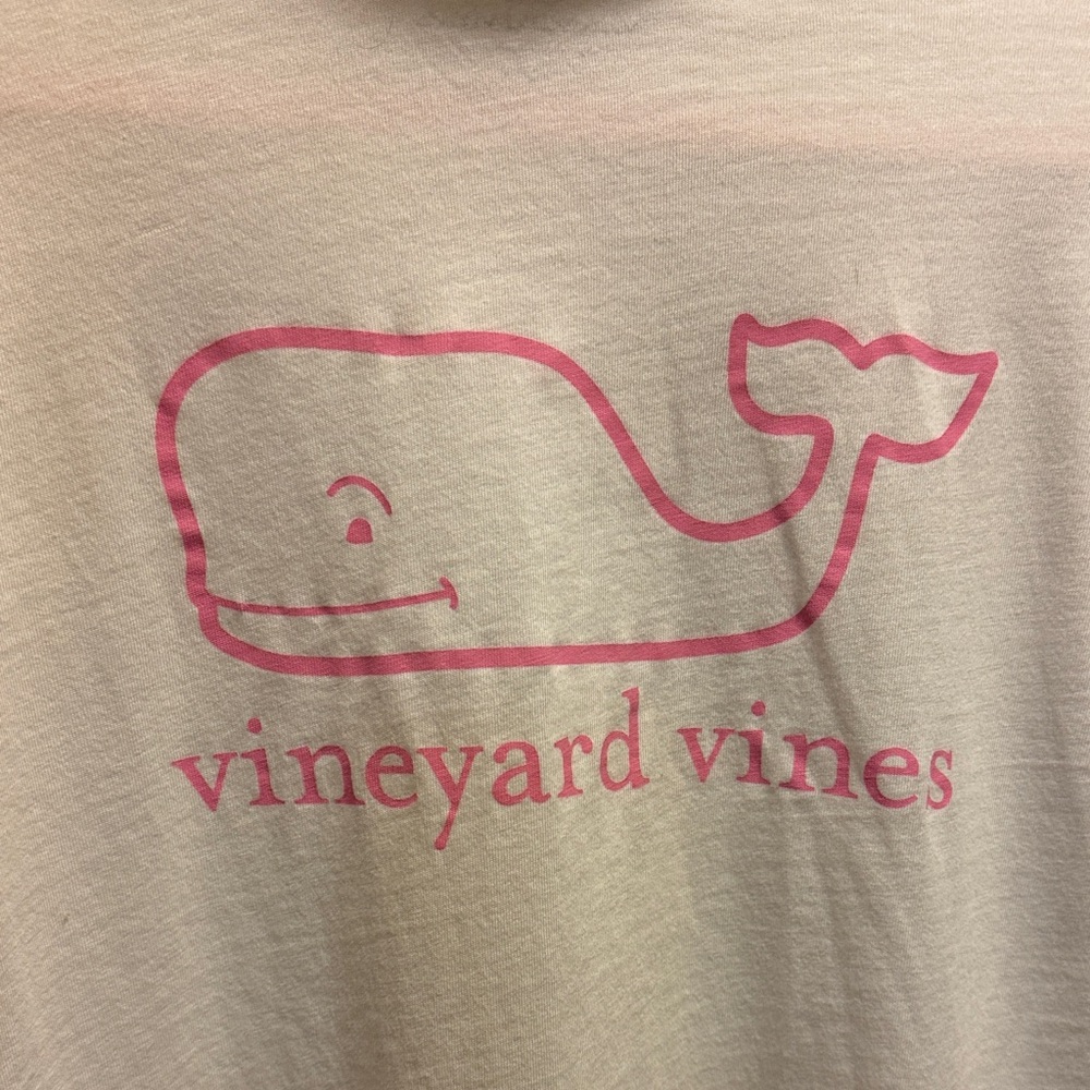 Vineyard Vines White Hoodie Tee Shirt with Pink Accents
